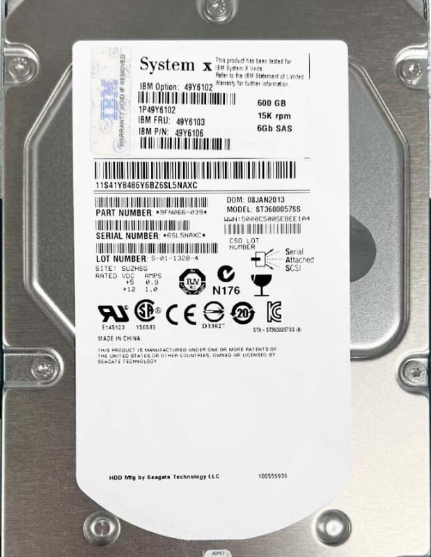 Жесткий диск IBM 49Y6103 600Gb  SAS 3,5" HDD
