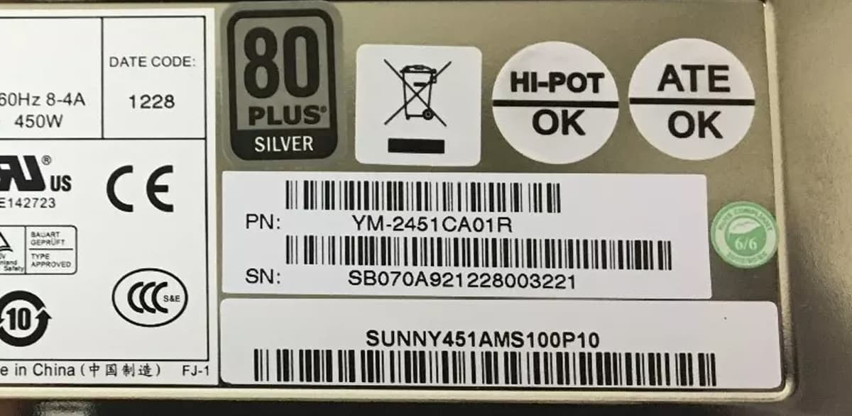 Резервный Блок Питания 3Y Power YM-2451CA01R 450W