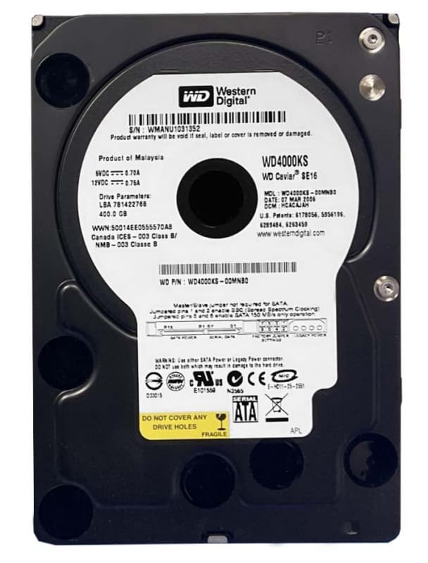 Жесткий диск Western Digital WD4000KS 400Gb 7200 SATAII 3.5" HDD