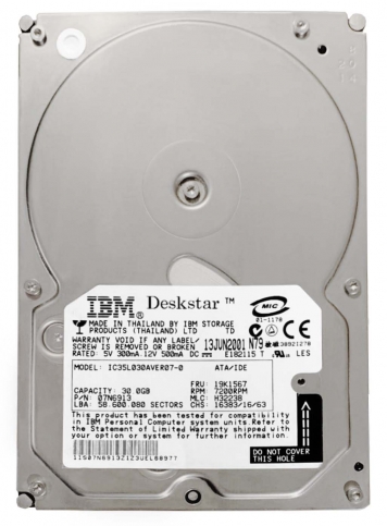 Жесткий диск IBM IC35L030AVER07-0 30,7Gb 7200 IDE 3.5" HDD