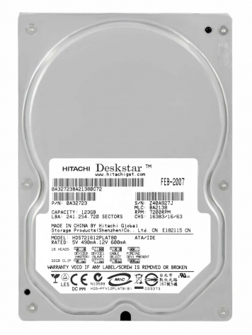 Жесткий диск Hitachi HDS721612PLAT80 123Gb 7200 IDE 3.5" HDD