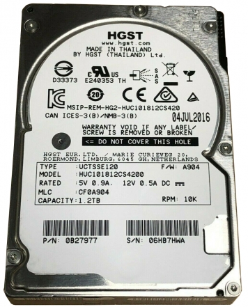 Жесткий диск HGST HUC101812CS4200 1,2Tb 10520 SAS 2,5" HDD