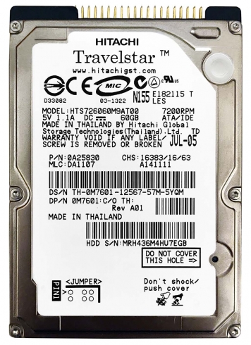 Жесткий диск Hitachi 13N6806 60Gb 7200 IDE 2,5" HDD