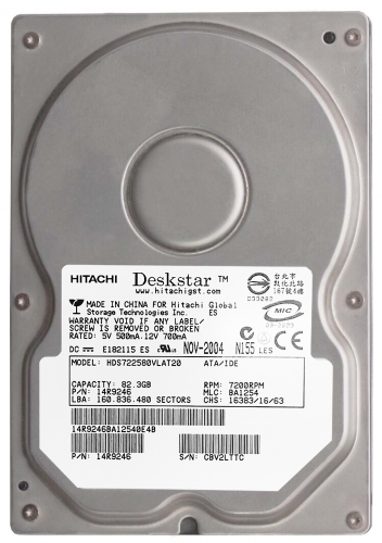 Жесткий диск Hitachi 14R9281 82.3Gb 7200 IDE 3.5" HDD