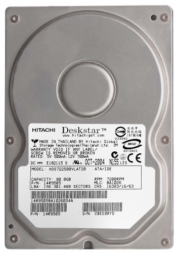 Жесткий диск Hitachi HDS722580VLAT20 61,4Gb 7200 IDE 3.5" HDD