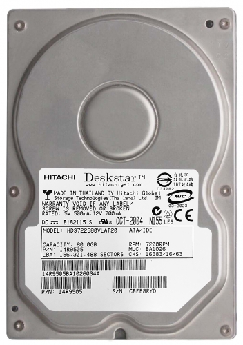 Жесткий диск Hitachi 14R9505 80Gb 7200 IDE 3.5" HDD