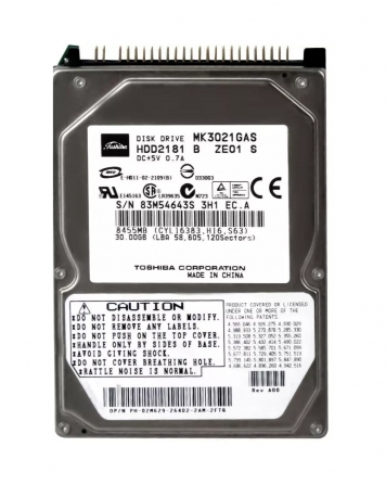 Жесткий диск Toshiba MK3021GAS 30Gb 4200 IDE 2,5" HDD