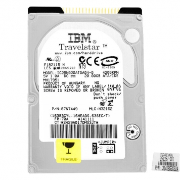 Жесткий диск IBM 07N7449 20Gb 4200 IDE 2,5" HDD