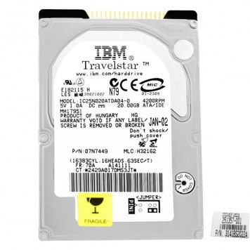 Жесткий диск IBM IC25N020ATDA04-0 20Gb 4200 IDE 2,5" HDD