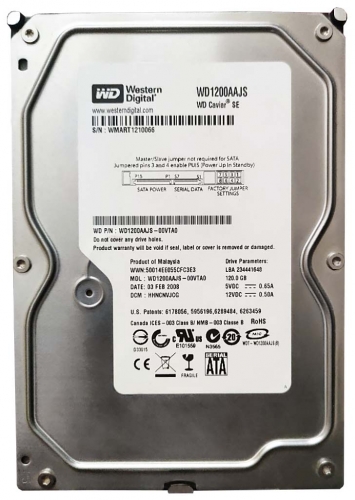 Жесткий диск Western Digital WD1200AAJS 120Gb 7200 SATAII 3.5" HDD