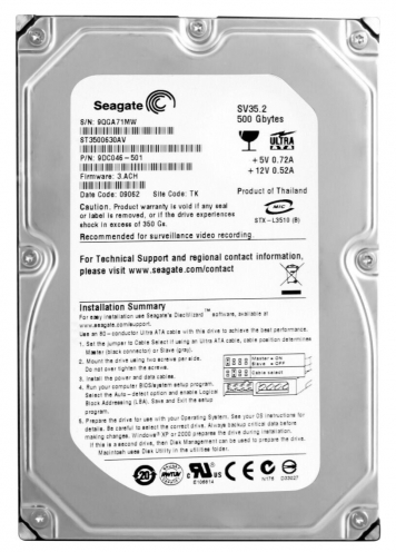 Жесткий диск Seagate ST3500630AV 500Gb 7200 IDE 3.5" HDD