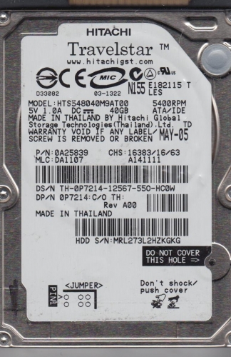 Жесткий диск Hitachi 0A25839 40Gb 5400 IDE 2,5" HDD