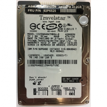 Жесткий диск Hitachi 92P6482 40Gb 4200 IDE 2,5" HDD