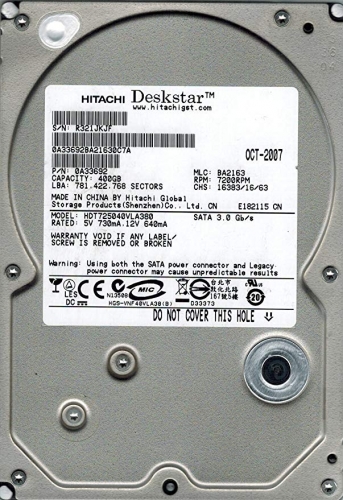 Жесткий диск Hitachi HDT725040VLA380 400Gb 7200 SATAII 3.5" HDD