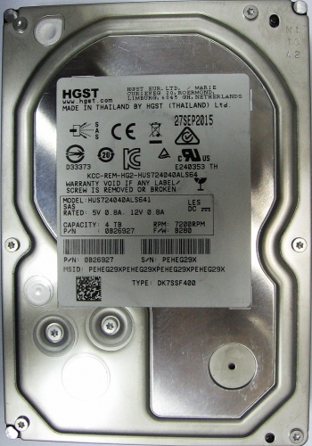 Жесткий диск Hitachi HUS724040ALS641 4Tb 7200 SAS 3,5" HDD