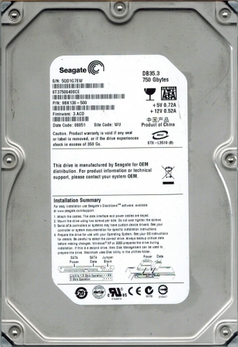 Жесткий диск Seagate 9BK138 750Gb 7200 SATAII 3.5" HDD