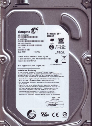 Жесткий диск Seagate ST2000DL001 2Tb  SATAII 3,5" HDD