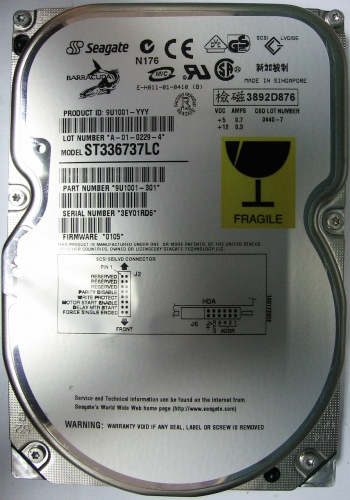 Жесткий диск Seagate ST336737LC 36,7Gb  U160SCSI 3.5" HDD
