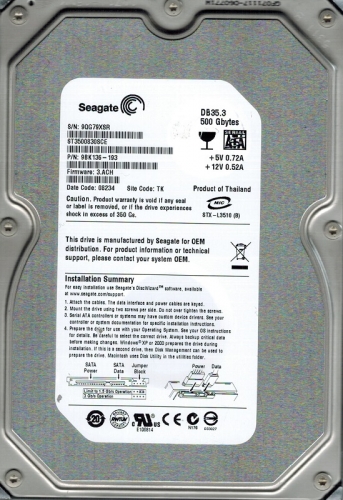 Жесткий диск Seagate ST3500830SCE 500Gb 7200 SATAII 3.5" HDD