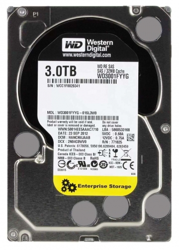 Жесткий диск Western Digital WD3001FYYG 3Tb  SAS 3,5" HDD