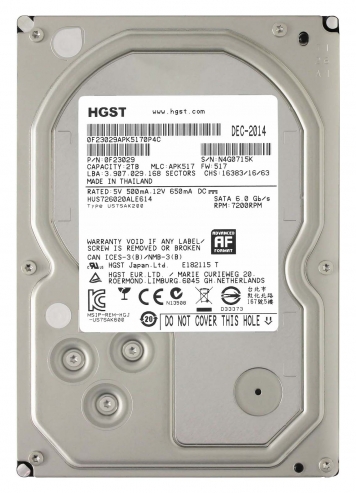 Жесткий диск Hitachi HUS726020ALE614 2Tb 7200 SATAIII 3.5" HDD