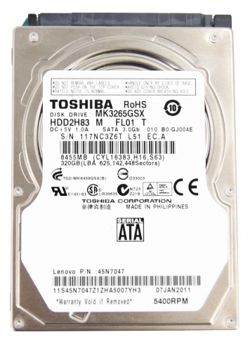 Жесткий диск Toshiba MK3265GSX 320Gb 5400 SATAII 2,5" HDD