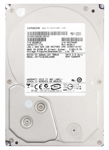 Жесткий диск Hitachi 0A38016 1Tb  SATAII 3,5" HDD