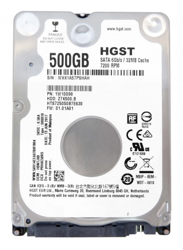 Жесткий диск HGST HTS725050B7E630 500Gb 7200 SATAIII 2,5" HDD