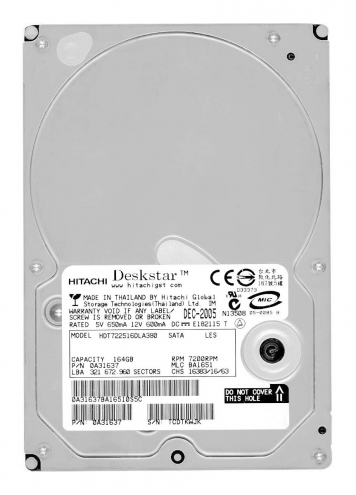 Жесткий диск Hitachi HDT722516DLA380 164Gb  SATAII 3,5" HDD