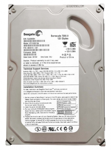 Жесткий диск Seagate 9BD01C 120Gb 7200 IDE 3.5" HDD