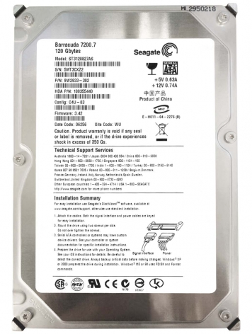 Жесткий диск Seagate ST3120827AS 120Gb 7200 SATA 3.5" HDD