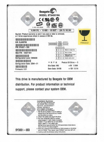 Жесткий диск Seagate ST340015A 40Gb 5400 IDE 3.5" HDD