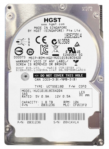 Жесткий диск HGST 0B31236 1,8Tb 10520 SAS 2,5" HDD