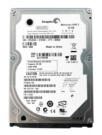 Жесткий диск Seagate ST980811AS 80Gb 5400 SATA 2,5" HDD