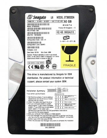 Жесткий диск Seagate ST360020A 60Gb 5400 IDE 3.5" HDD