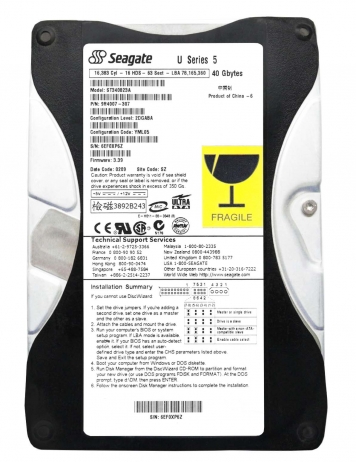 Жесткий диск Seagate ST340823A 40Gb 5400 IDE 3.5" HDD