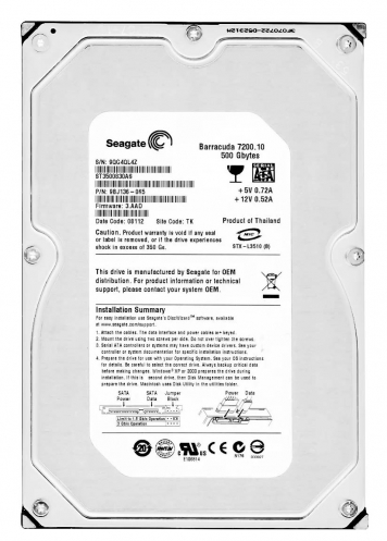 Жесткий диск Seagate ST3500830AS 500Gb  SATAII 3,5" HDD