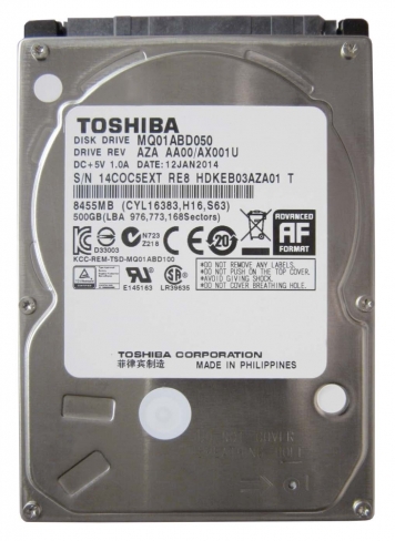 Жесткий диск Toshiba MQ01ABD050 500Gb 5400 SATAII 2,5" HDD