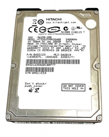 Жесткий Диск Hitachi 0A52123 200Gb SATA 5400 2,5" HDD