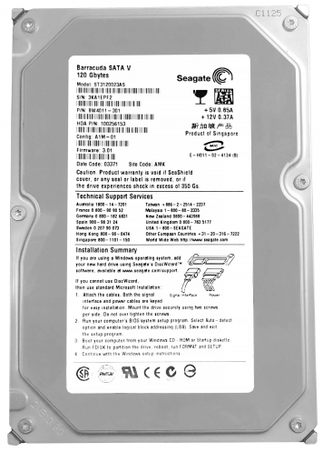 Жесткий диск Seagate ST3120023AS 120Gb 7200 SATA 3.5" HDD