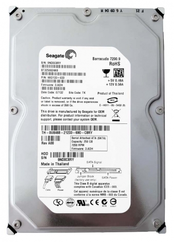 Жесткий диск Seagate 9BD133 250Gb  SATAII 3,5" HDD