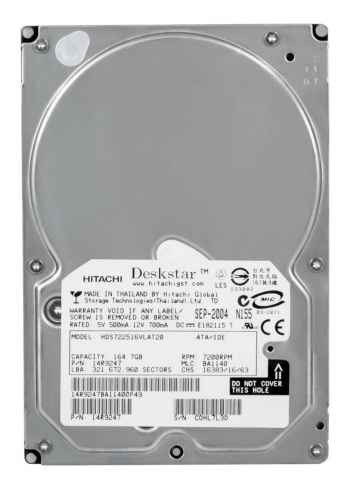 Жесткий диск Hitachi HDS722516VLAT20 164,7Gb 7200 IDE 3.5" HDD