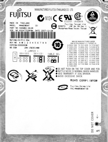 Жесткий диск Fujitsu CA06821-B128 80Gb 4200 IDE 2,5" HDD