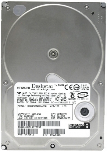 Жесткий диск Hitachi HDS725050KLAT80 500Gb 7200 IDE 3.5" HDD