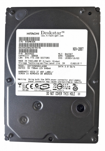 Жесткий диск Hitachi HDT725050VLA360 500Gb  SATAII 3,5" HDD