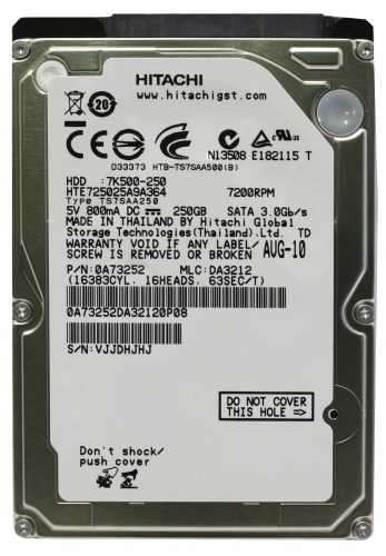 Жесткий Диск Hitachi 0A73252 250Gb 7200 SATA 2,5" HDD