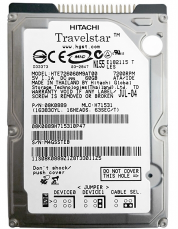 Жесткий диск Hitachi HTE726060M9AT00 60Gb 7200 IDE 2,5" HDD