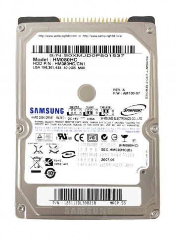 Жесткий диск Samsung HM080HC 80GB 5400 IDE 2,5" HDD