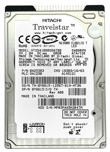 Жесткий диск Hitachi Y6615 60Gb 5400 IDE 2,5" HDD