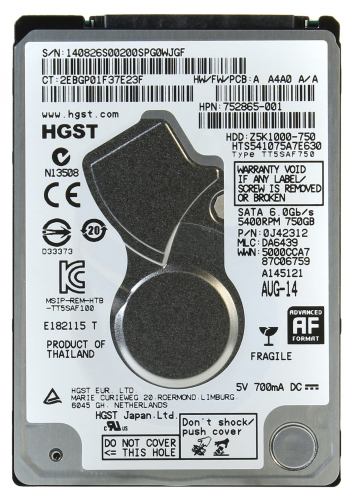 Жесткий диск HGST 0J42312 750Gb 5400 SATAIII 2,5" HDD